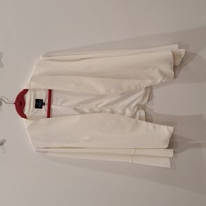 Open front white blazer L